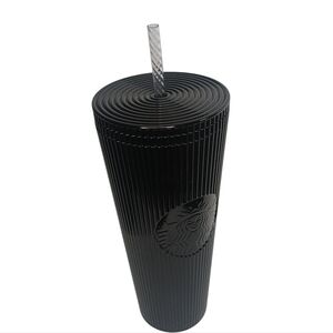 Starbucks Black Pleated Metallic Double Core Tumbler 2024 Venti Cold NEW